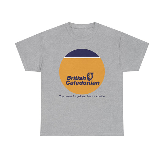 British Caledonian Yellow Circle Never Forget Choice Slogan Airline T-shirt