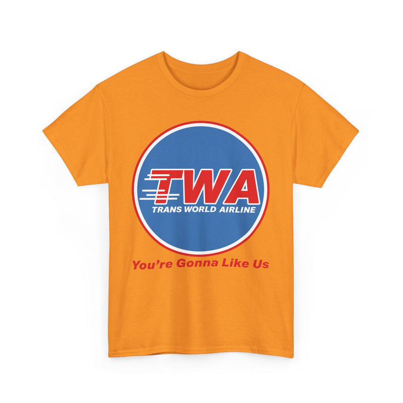 Load image into Gallery viewer, TWA Trans World Airline Classic Globe Logo Gonna Like Us T-shirt
