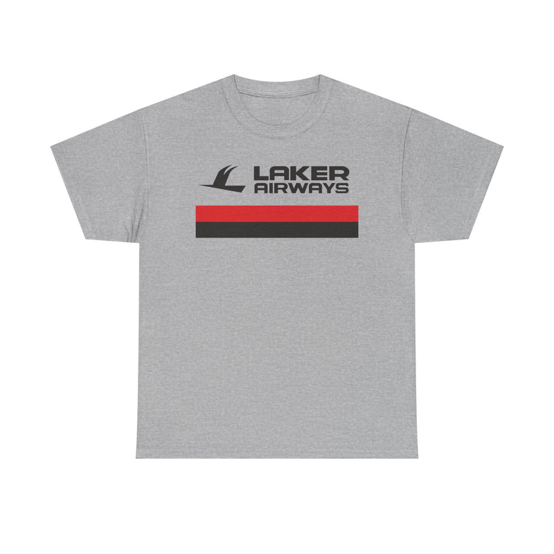 Load image into Gallery viewer, Laker Airways Vintage UK Airline Red Stripe Aviation Memorabilia T-shirt
