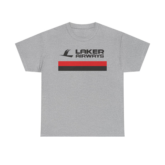 Laker Airways Vintage UK Airline Red Stripe Aviation Memorabilia T-shirt