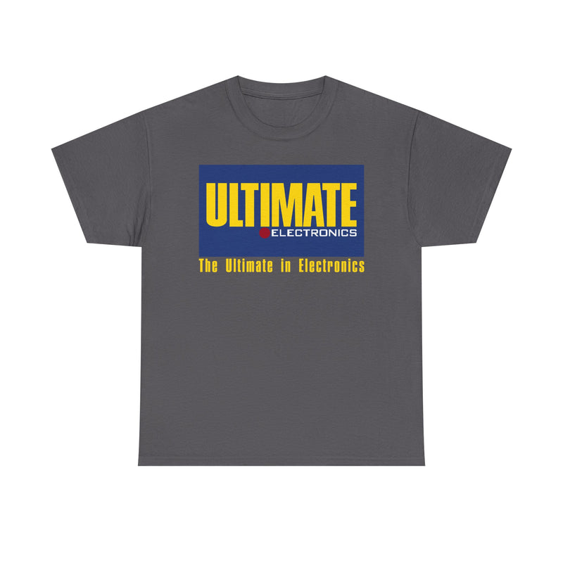 Load image into Gallery viewer, Ultimate Electronics The Ultimate in Electronics Blue Yellow Logo T-shirt
