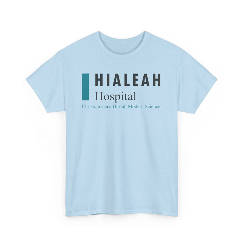 Load image into Gallery viewer, Hialeah Hospital Defunct Logo Christian Care Through Modern Science T-Shirt Medical Tee
