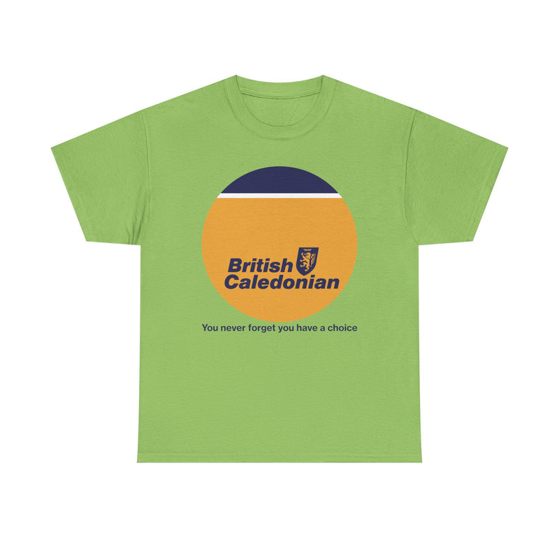 Load image into Gallery viewer, British Caledonian Yellow Circle Never Forget Choice Slogan Airline T-shirt
