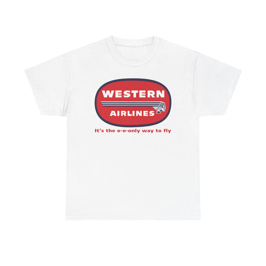 Western Airlines Red Oval Indian Chief Logo Only Way To Fly T-shirt