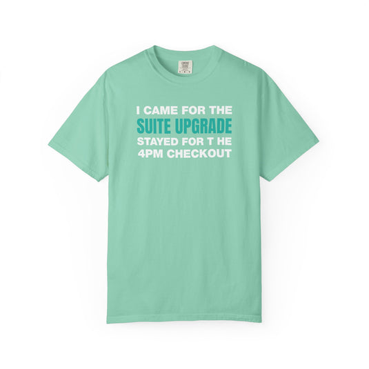 Suite Upgrade Late Checkout Credit Card Points Miles Teal T-shirt