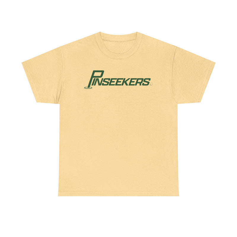 Load image into Gallery viewer, DeForest PinSeekers T-Shirt Defunct Golf Course Bankrupt Company Logo Tee

