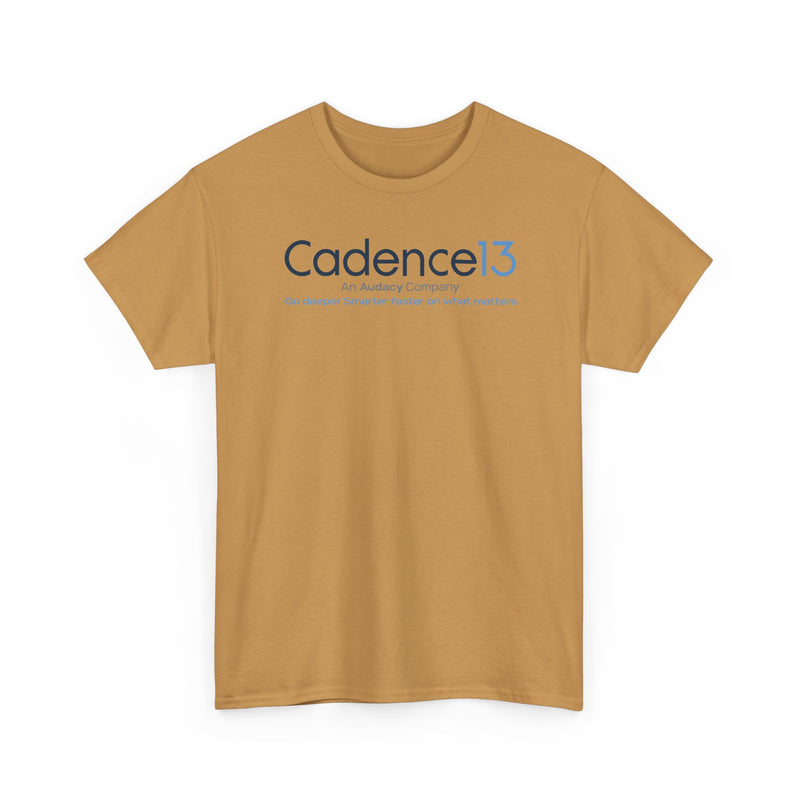 Load image into Gallery viewer, Cadence13 T-Shirt Defunct Audacy Podcast Company Go Deeper Smarter Faster TeeRetry
