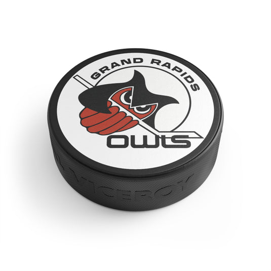 Grand Rapids Owls Michigan Nostalgic Logo Hockey Puck