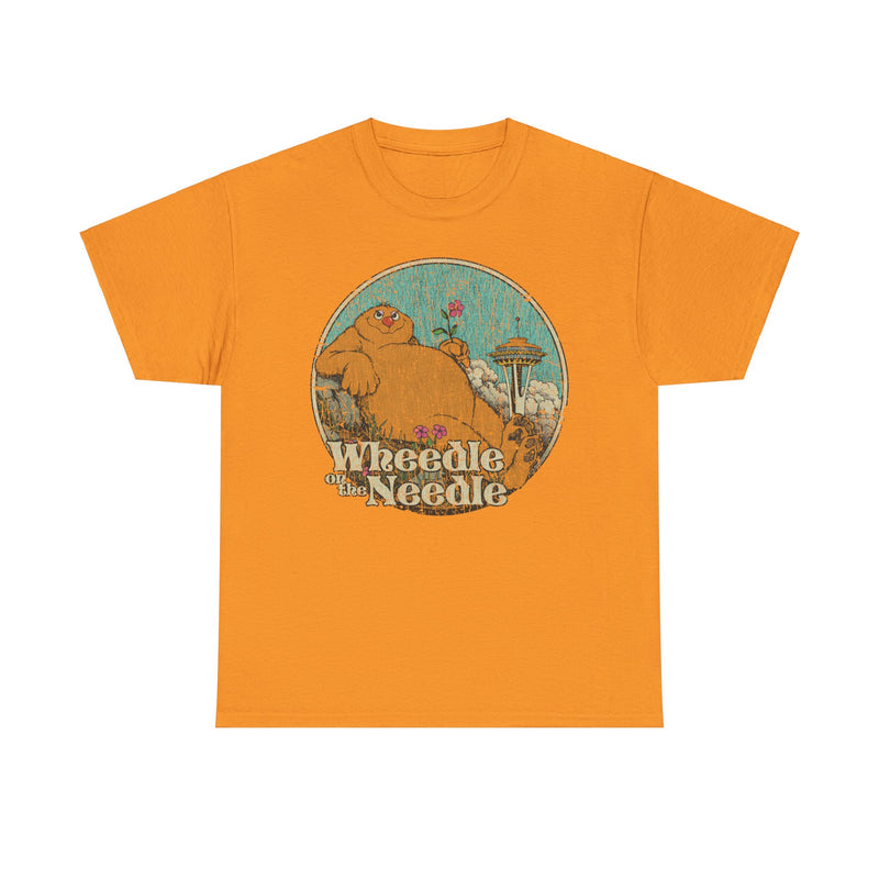 Load image into Gallery viewer, Wheedle on the Needle 1974 Seattle Washington Nostalgic Illustrated Book T-shirt
