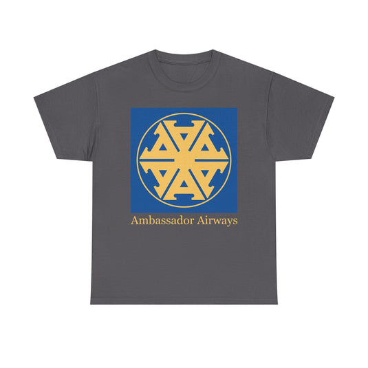 Ambassador Airways Blue Gold Emblem Classic UK Charter Airline T-shirt