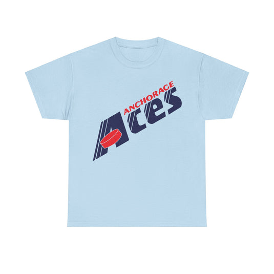 Anchorage Aces Slant Logo PSHL Hockey 1989 Nostalgic Retro T-shirt