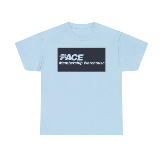 PACE Membership Warehouse Club Navy Blue Logo Bulk Shopping Nostalgic T-shirt
