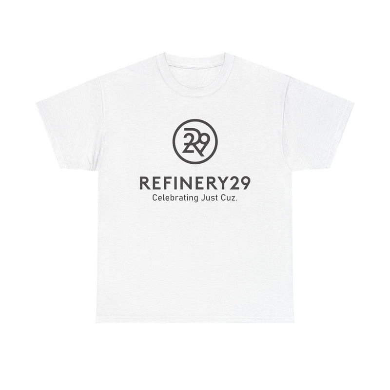 Load image into Gallery viewer, Refinery29 Celebrating Just Cuz T-Shirt Media Brand Logo Tee

