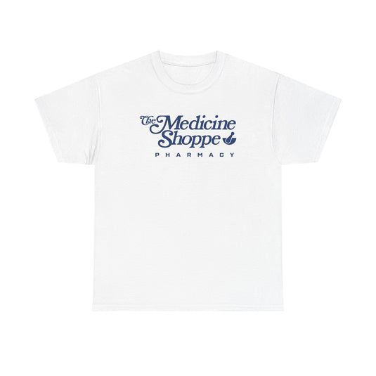 Medicine Shoppe Pharmacy T-Shirt Defunct Drugstore Bankrupt Logo Tee