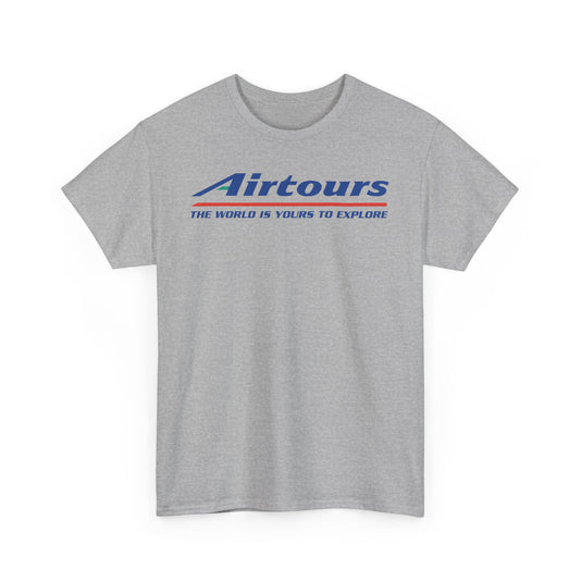 Airtours The World Is Yours To Explore Vintage Charter Airline Logo T-shirt