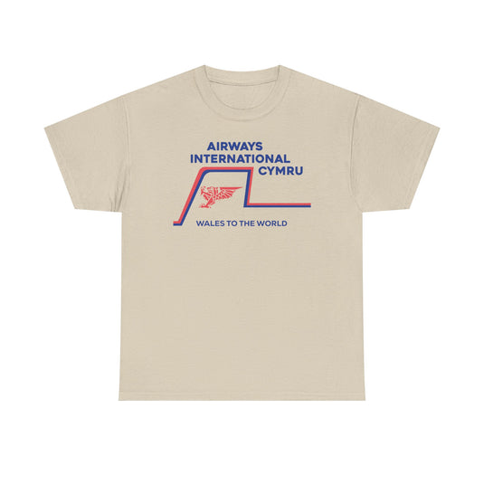 Airways International Cymru Wales To The World Vintage Airline Logo T-shirt
