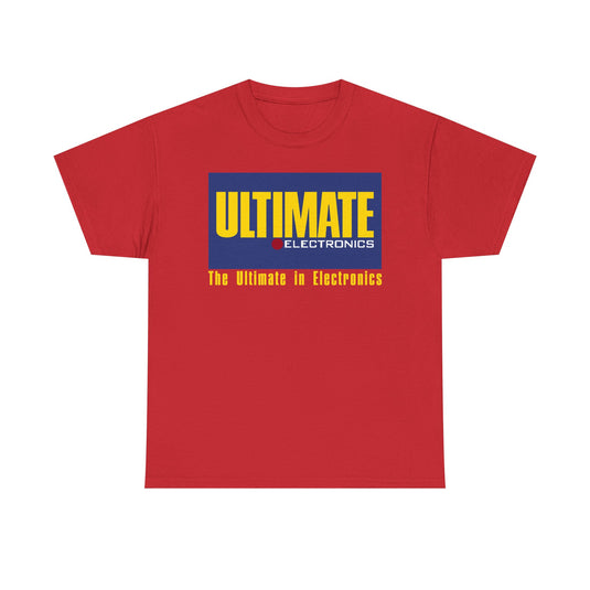 Ultimate Electronics The Ultimate in Electronics Blue Yellow Logo T-shirt