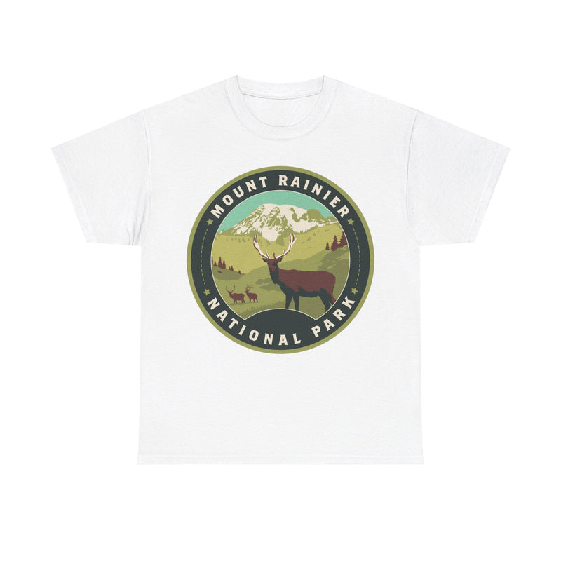 Load image into Gallery viewer, Mount Rainier National Park Washington Round Logo T-shirt
