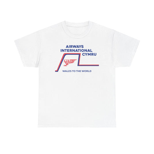Airways International Cymru Wales To The World Vintage Airline Logo T-shirt