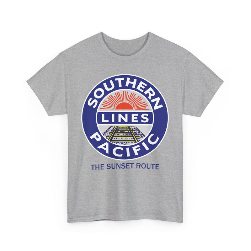 Load image into Gallery viewer, Southern Pacific Lines Sunset Route Railroad Logo Vintage T-Shirt
