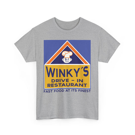Winky's Drive-In Restaurant Fast Food Vintage Logo Chain T-Shirt