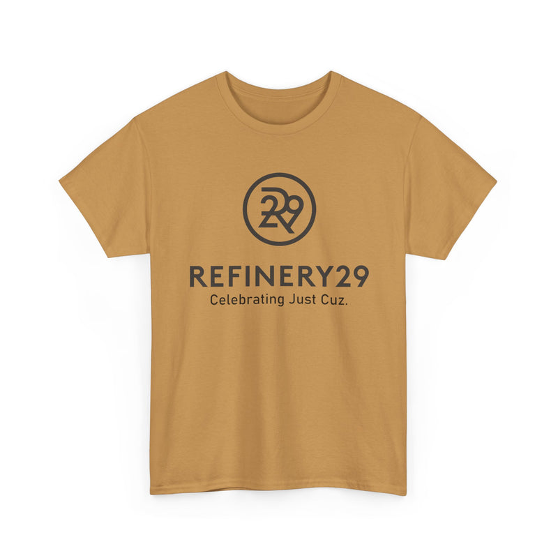 Load image into Gallery viewer, Refinery29 Celebrating Just Cuz T-Shirt Media Brand Logo Tee
