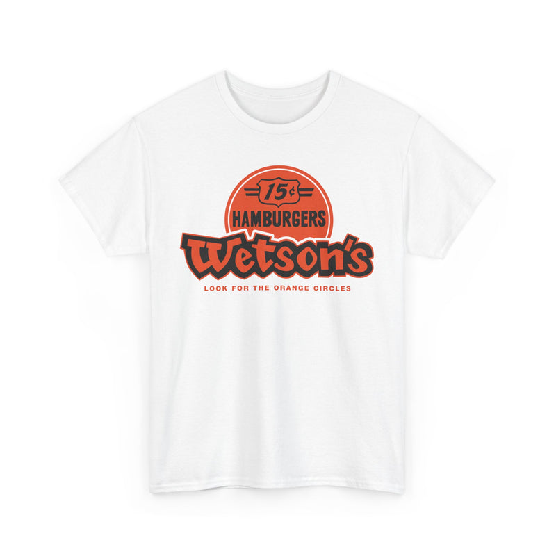 Load image into Gallery viewer, Wetson&#39;s 15¢ Hamburgers Orange Circles Vintage Logo Chain Restaurant T-Shirt

