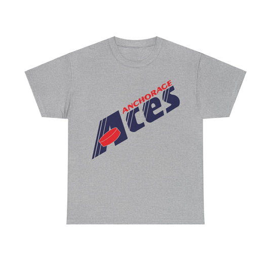 Anchorage Aces Slant Logo PSHL Hockey 1989 Nostalgic Retro T-shirt