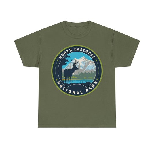 North Cascades National Park Washington Round Logo T-shirt