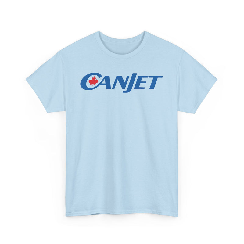 Load image into Gallery viewer, CanJet Canadian Maple Leaf Blue Logo Aviation Memorabilia T-shirt
