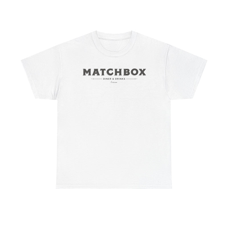 Load image into Gallery viewer, Matchbox Diner Drinks T-Shirt Defunct Restaurant Bankrupt Logo Tee
