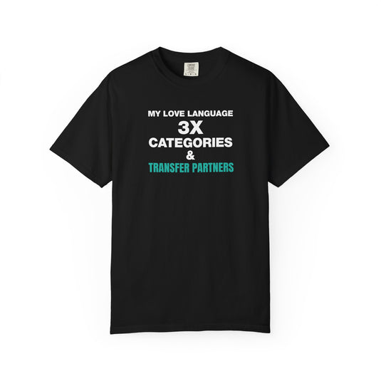Credit Card Love Language Funny Points Miles Travel Teal T-shirt