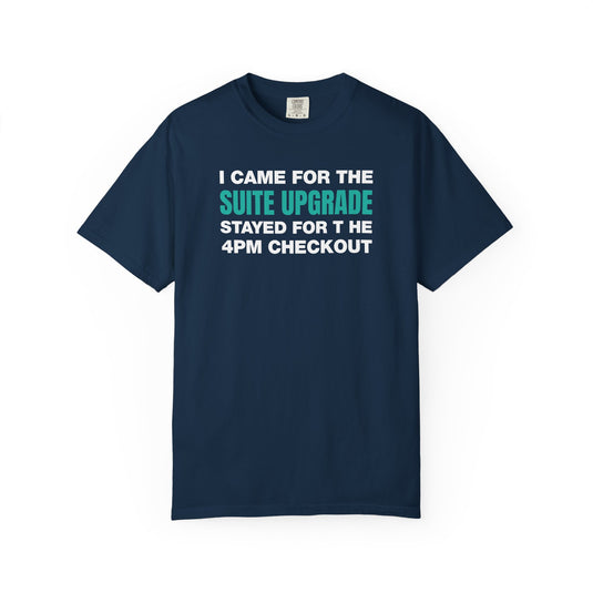 Suite Upgrade Late Checkout Credit Card Points Miles Teal T-shirt