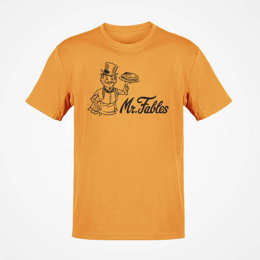 Mr. Fables T-Shirt - Fast Food Restaurant Industry Defunct Logo Tee