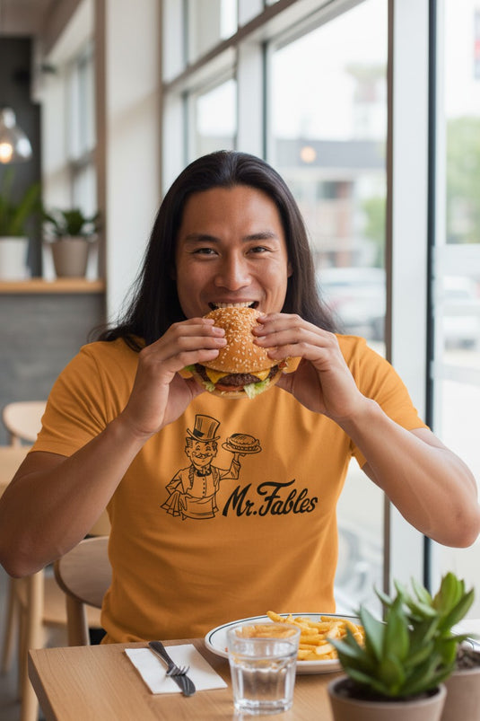 Mr. Fables T-Shirt - Fast Food Restaurant Industry Defunct Logo Tee