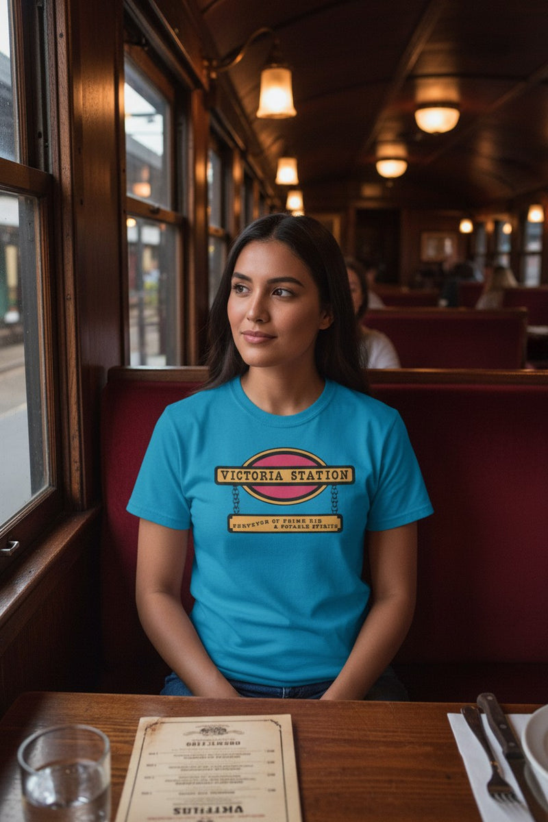 Load image into Gallery viewer, Victoria Station T-Shirt - Restaurant Industry Bankrupt Logo Tee

