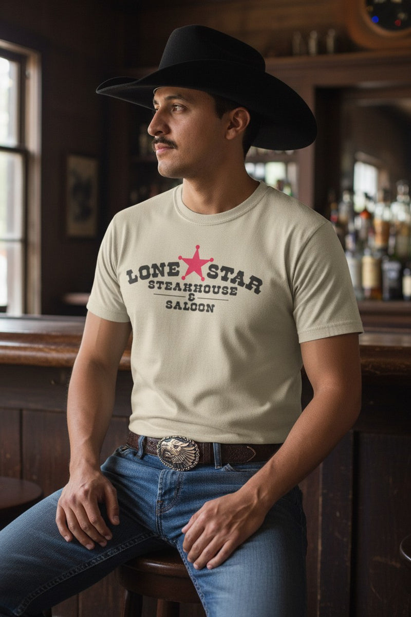 Load image into Gallery viewer, Lone Star Steakhouse T-Shirt - Restaurant Industry Bankrupt Logo Tee
