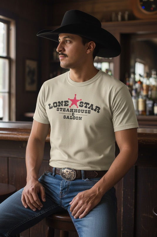 Lone Star Steakhouse T-Shirt - Restaurant Industry Bankrupt Logo Tee