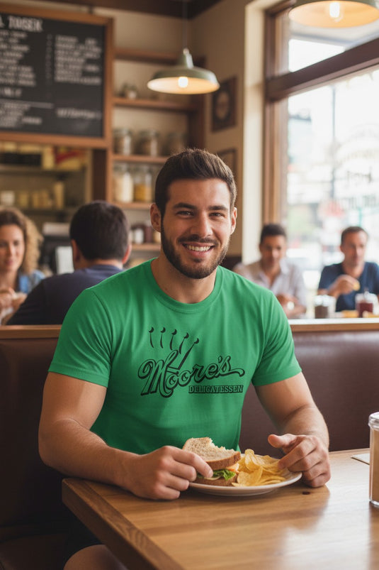 Moore's Delicatessen T-Shirt - Deli Industry Defunct Logo Tee