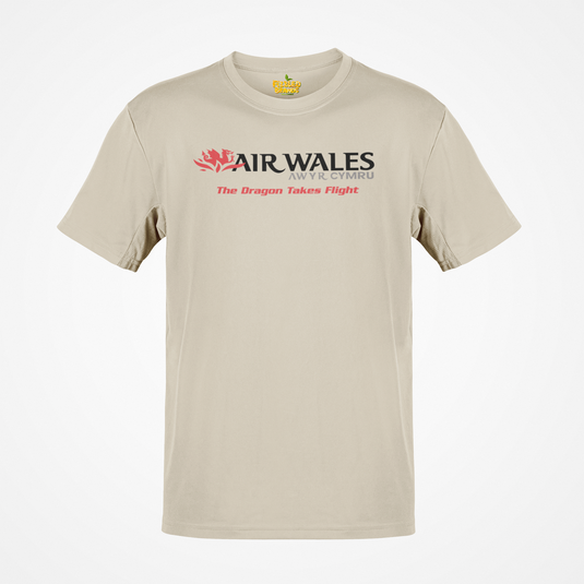 Air Wales The Dragon Takes Flight Vintage Welsh Airline Logo Aviation T-shirt
