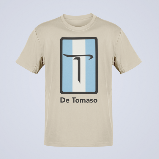 De Tomaso Italian Sports Car Manufacturer Blue Stripe T-shirt