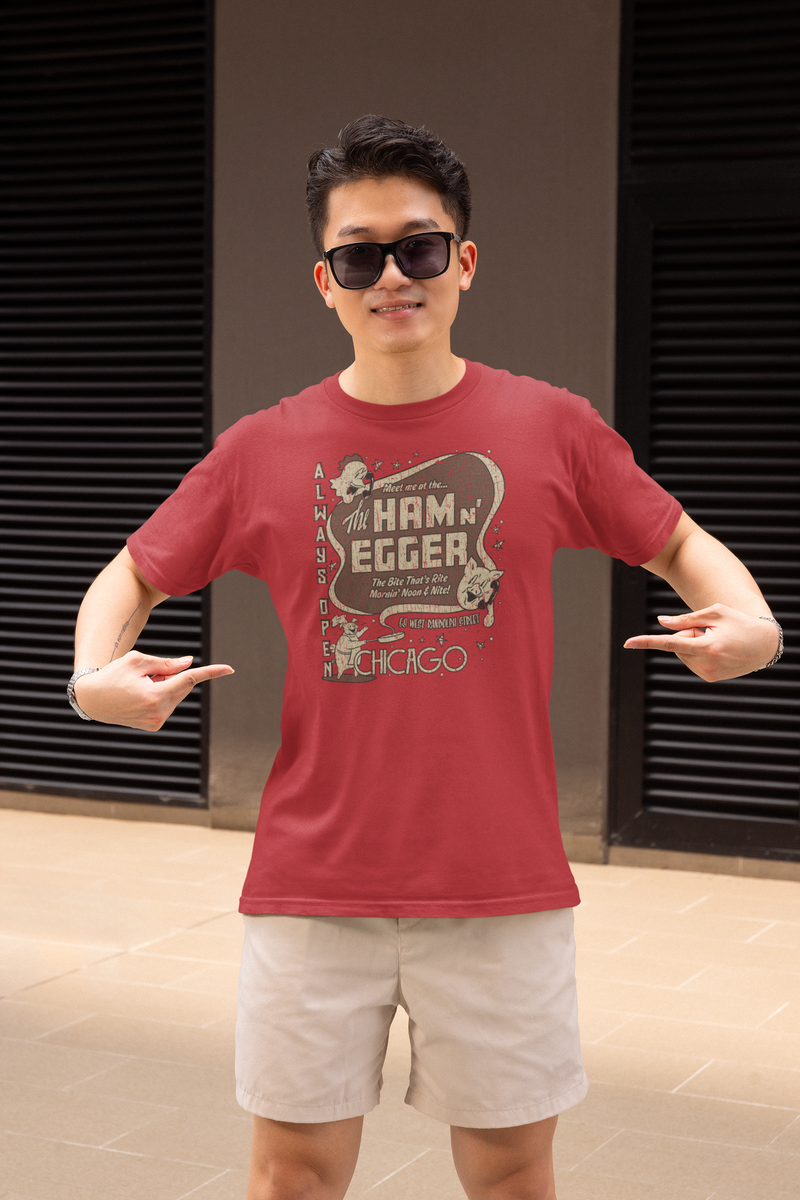 Load image into Gallery viewer, Ham n Egger Chicago 1943 Restaurant Distressed Print T-shirt
