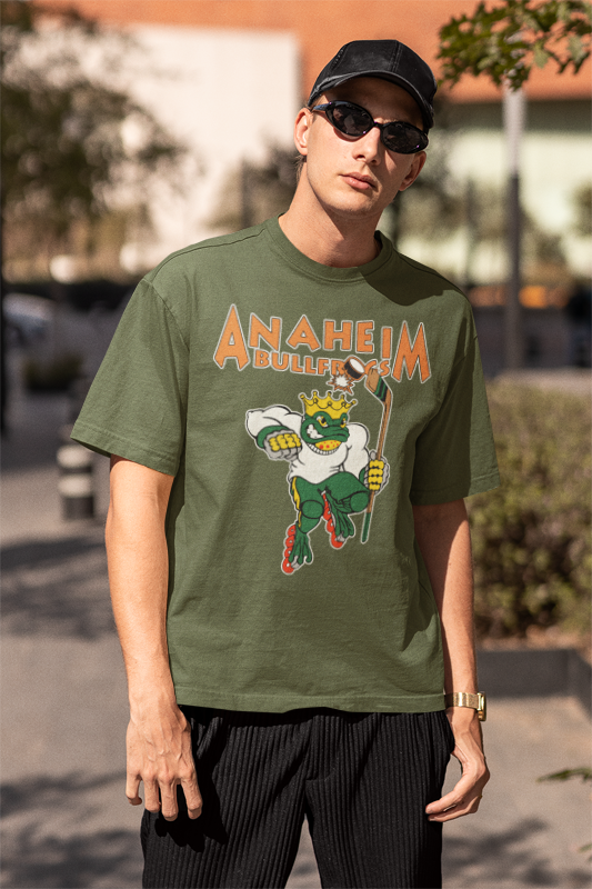 Anaheim Bullfrogs Logo Nostalgic Roller Hockey T-shirt