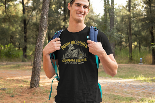 Poor Richards Camping Surplus 1968 Distressed Print T-shirt