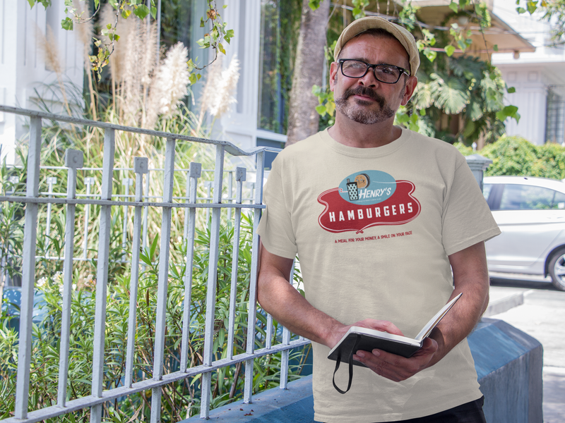 Load image into Gallery viewer, Henry's Hamburgers Vintage Drive-In Chain Restaurant Logo T-Shirt
