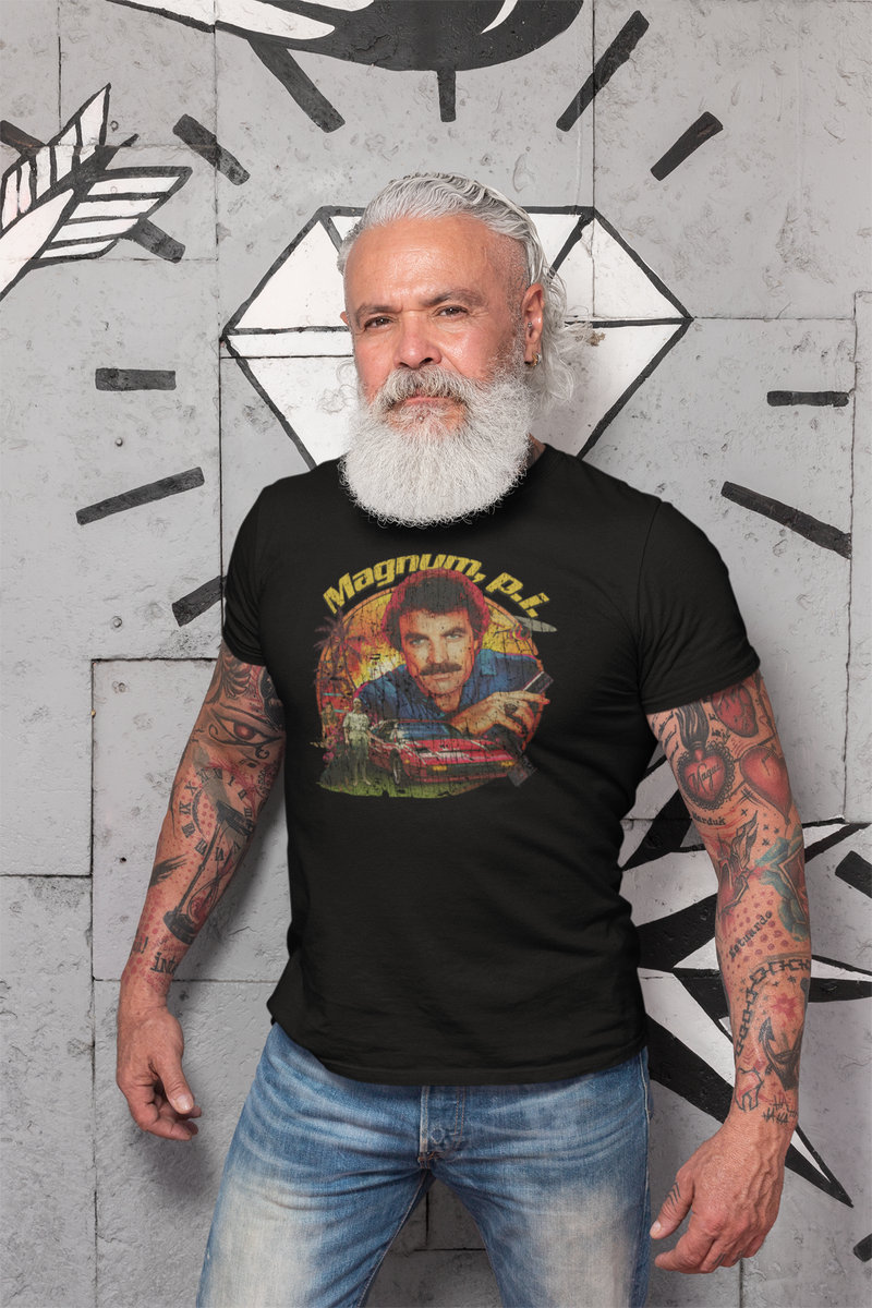 Load image into Gallery viewer, Magnum PI 1980 TV Show Distressed Print T-shirt
